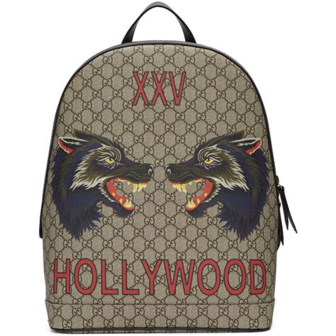 gucci hollywood wolf backpack|GUCCI GG Supreme Monogram Wolf XXV Hollywood Print .